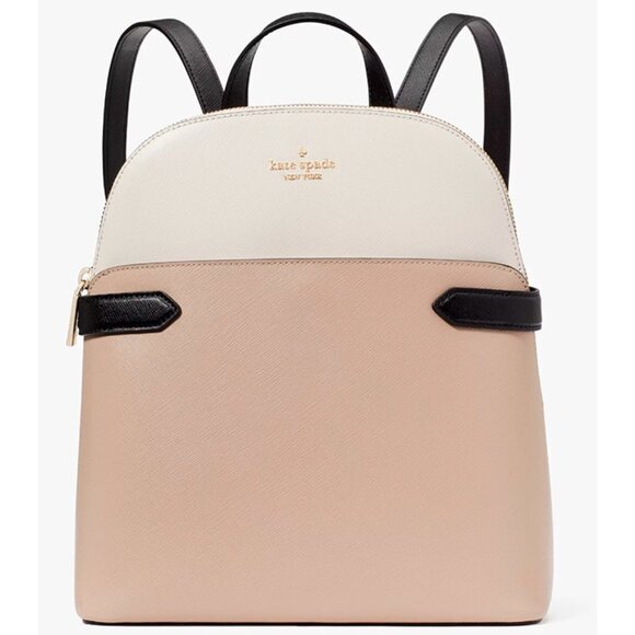 S Kate Spade Staci Dome Backpack Beige & White Saffiano Leather Bag KG022 NWT Amazon.com: Kate spade new york Staci Dome Leather Medium  main image 2